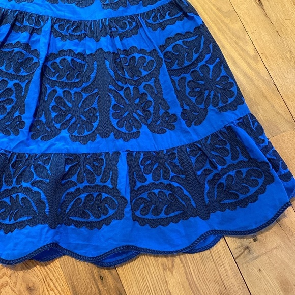 ZARA Cotton Embroidered Azul Blue Dress Size XS - Picture 3 of 11